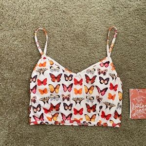 Kortni Jeane V’d Crop Top in Butterflies